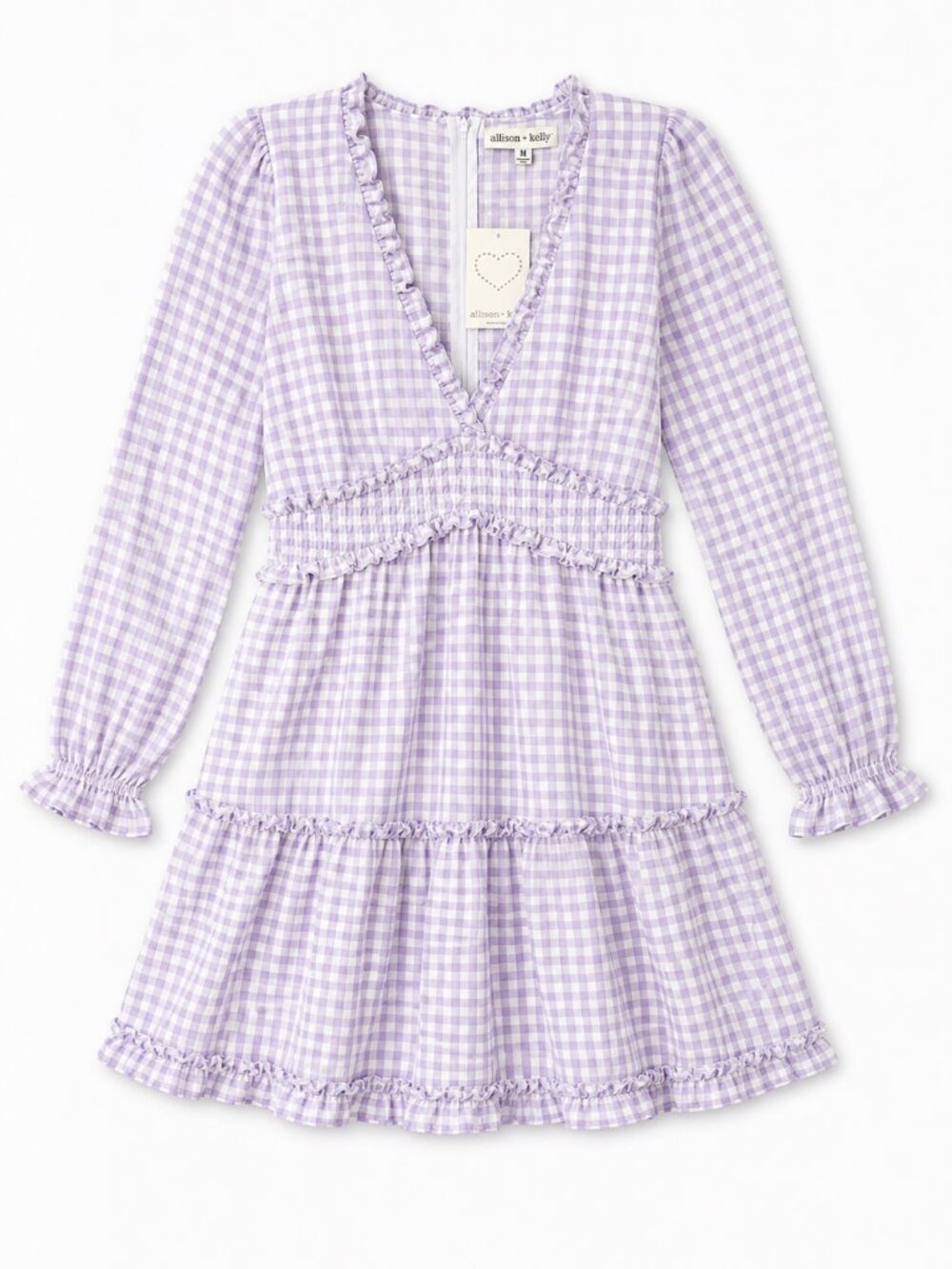 Allison & Kelly Lavender Gingham Babydoll Dress Cottagecore Coquette M